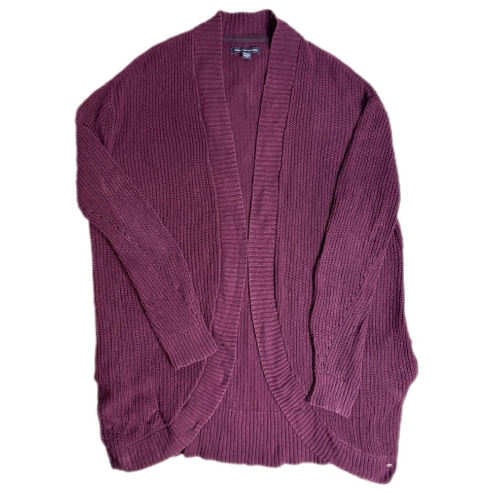 American Eage Women’s Open Front Knit SZ S Burgundy Cardigan w/Pockets
